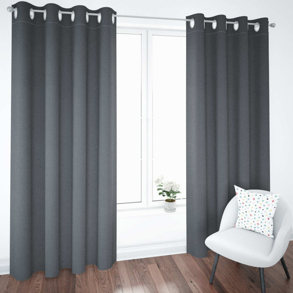 Cortina BlackOut Rebeca - 2 Paneles calidad Premium 95% Oscuridad- 300 x 230 cm de altura - Color Gris claro.