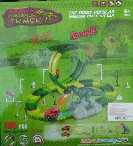Pista De Carreras Dinosaurio Spray Track 105 Pza 245 Cm Niñ@.