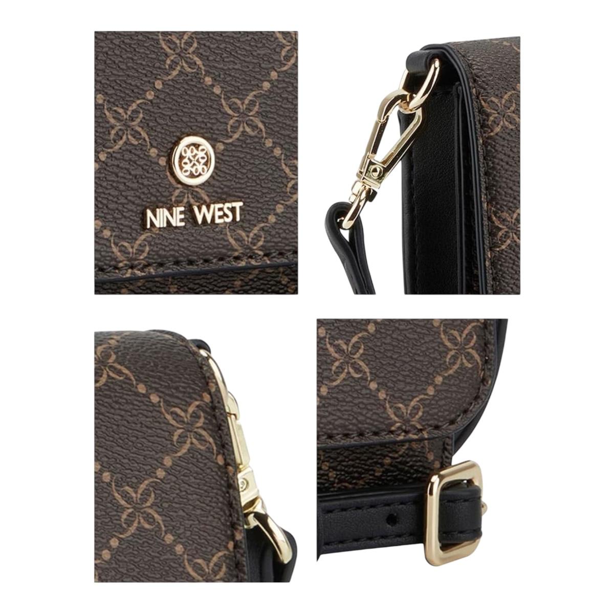 Bolsa Multifuncional Nine West Ngg130379 Mujer Acabado De Los Herrajes Niquel Color Café/negro Color De La Correa De Hombro Marrón Diseño De La Tela Liso.