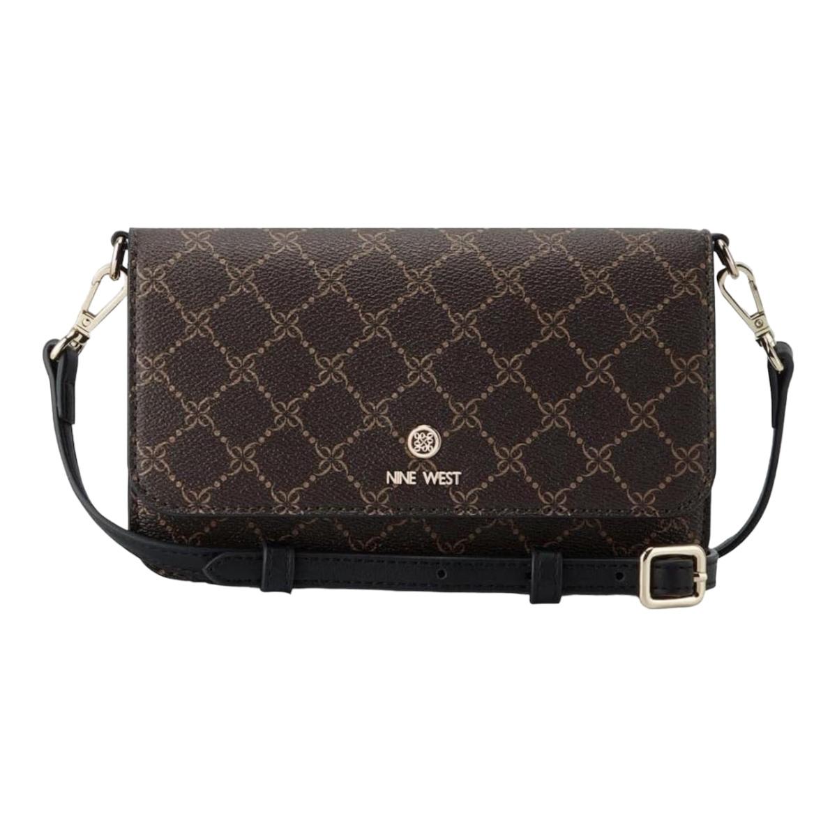 Bolsa Multifuncional Nine West Ngg130379 Mujer Acabado De Los Herrajes Niquel Color Café/negro Color De La Correa De Hombro Marrón Diseño De La Tela Liso.