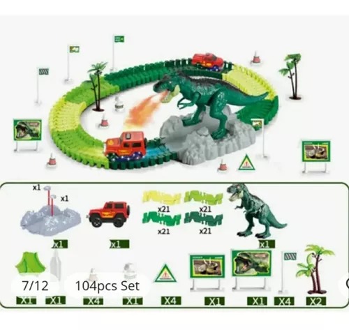 Pista De Carreras Dinosaurio 104 Piezas 146 Cm Spay Dinosaurio.