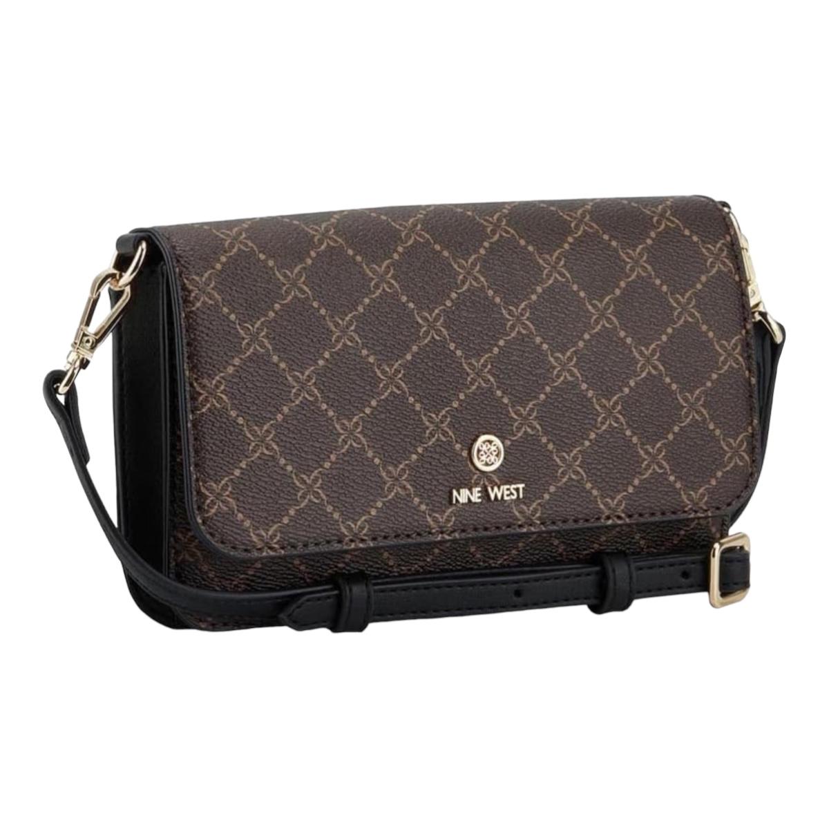 Bolsa Multifuncional Nine West Ngg130379 Mujer Acabado De Los Herrajes Niquel Color Café/negro Color De La Correa De Hombro Marrón Diseño De La Tela Liso.