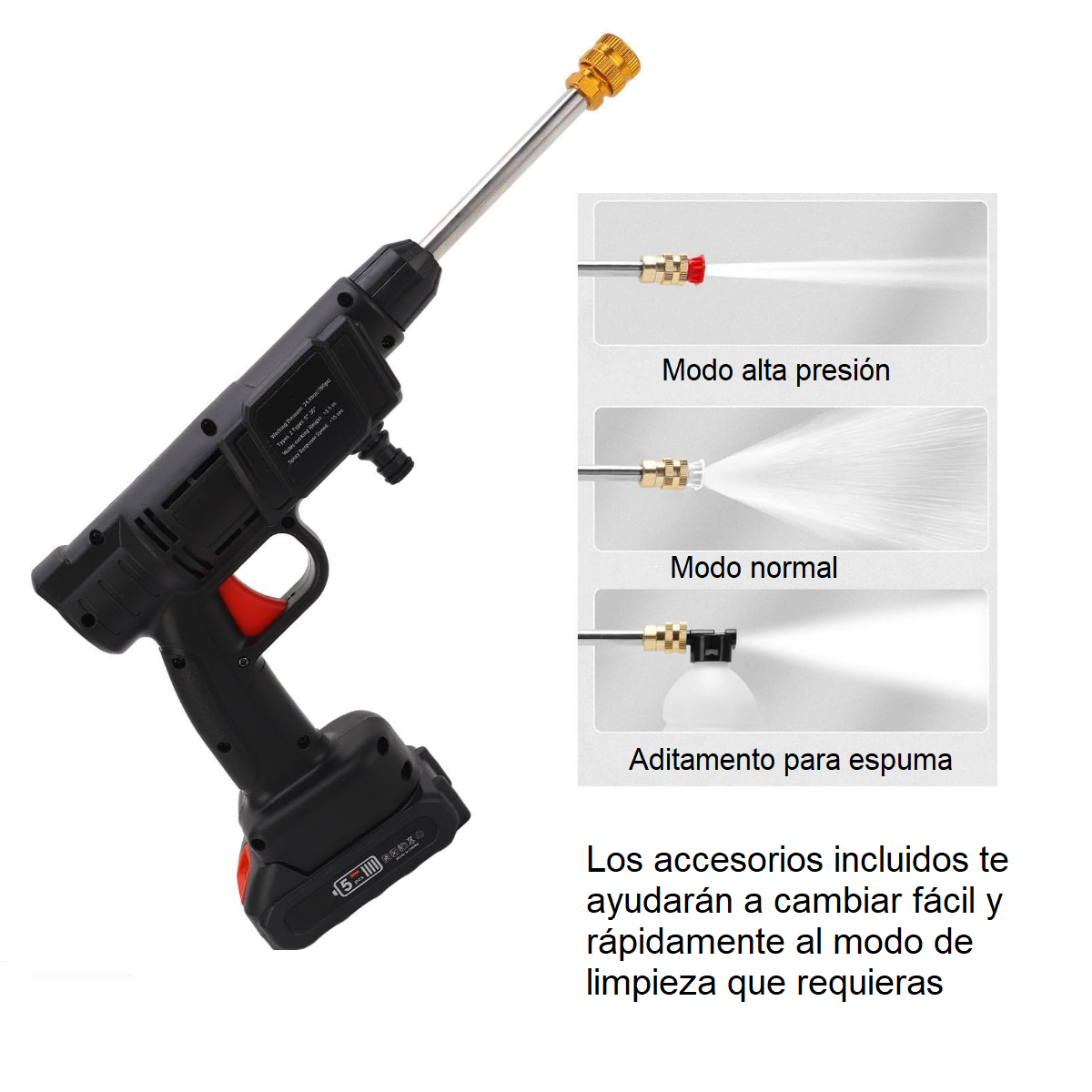 Pistola de Lavado con Agua a Presión Portátil Recargable