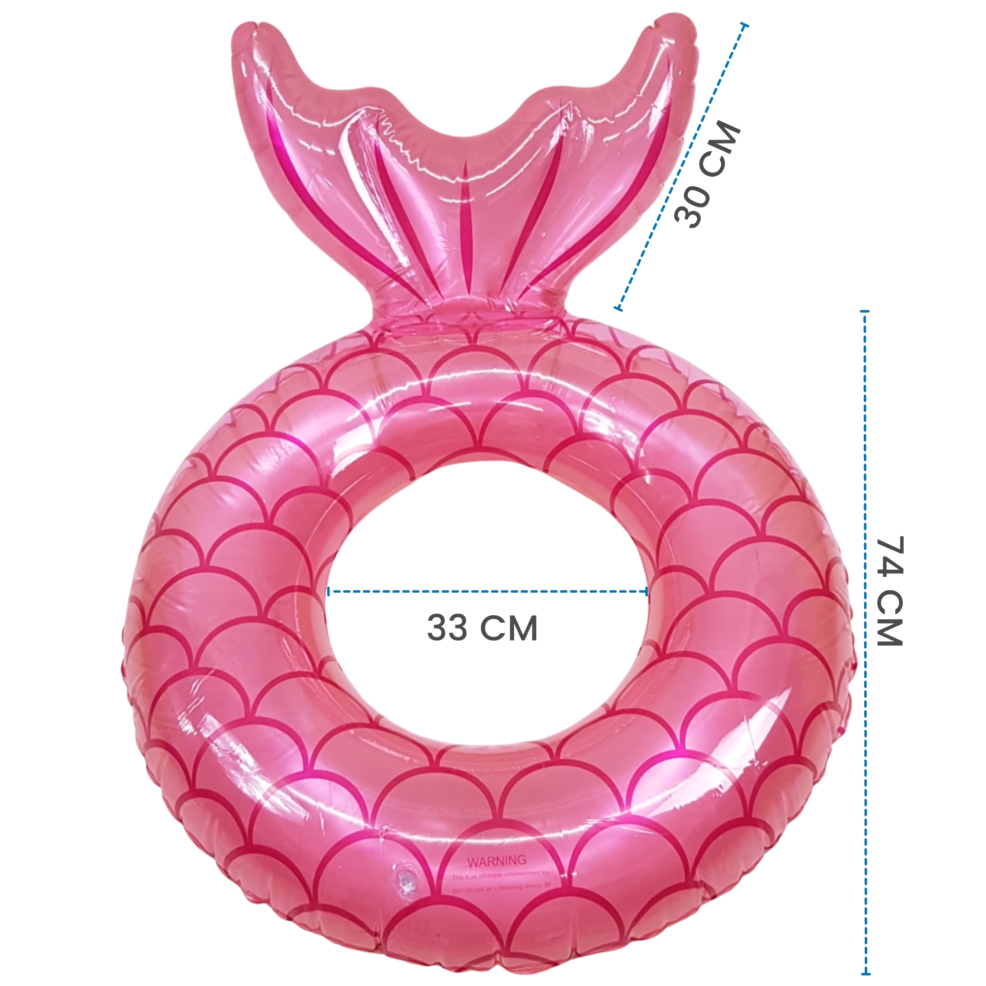 Salvavidas Inflable Cola de Sirena, Juguete de Alberca 74 cm - Rosa.