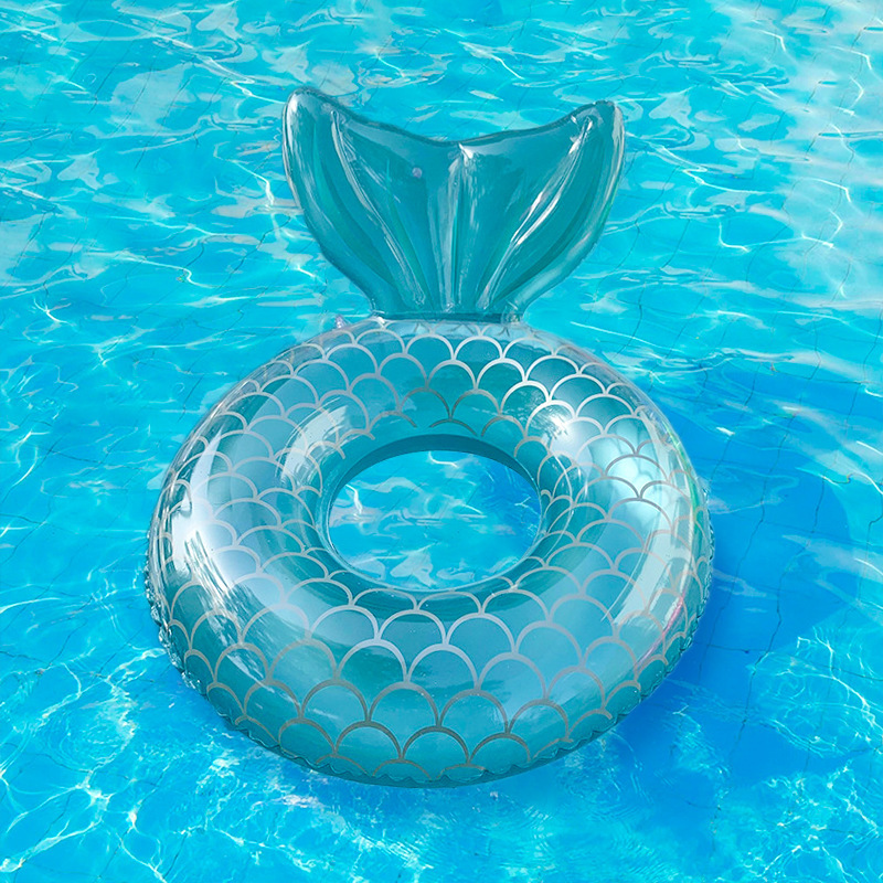 Salvavidas Inflable Cola de Sirena, Juguete de Alberca 74 cm - Azul.