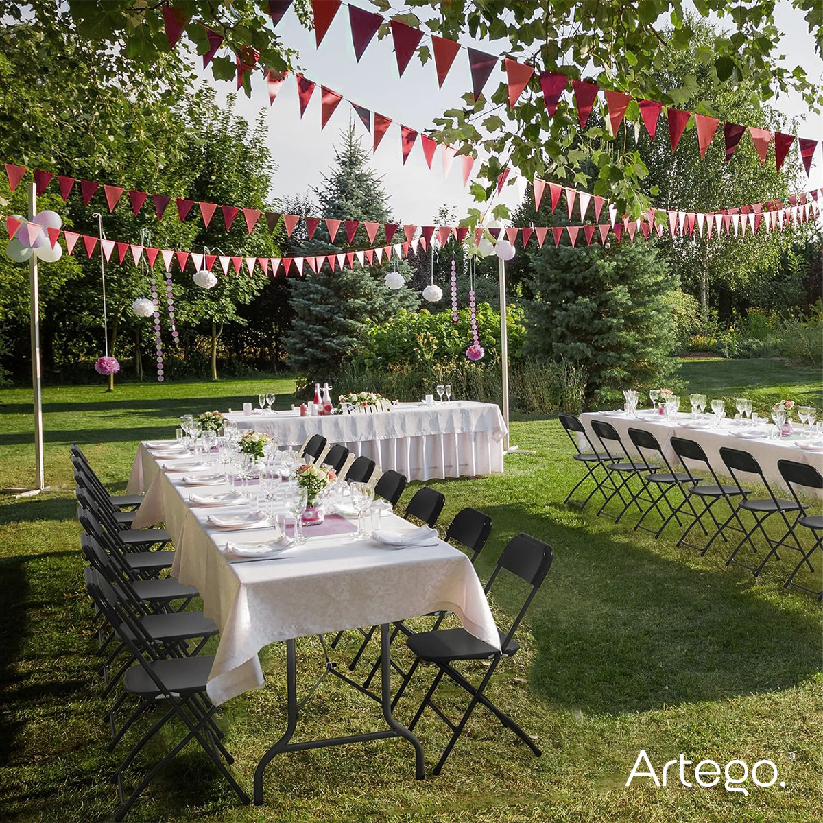 Silla plegable plástico HDPE ligera Folding chair silla jardín eventos fiestas reuniones para exterior paquete de 5 sillas.