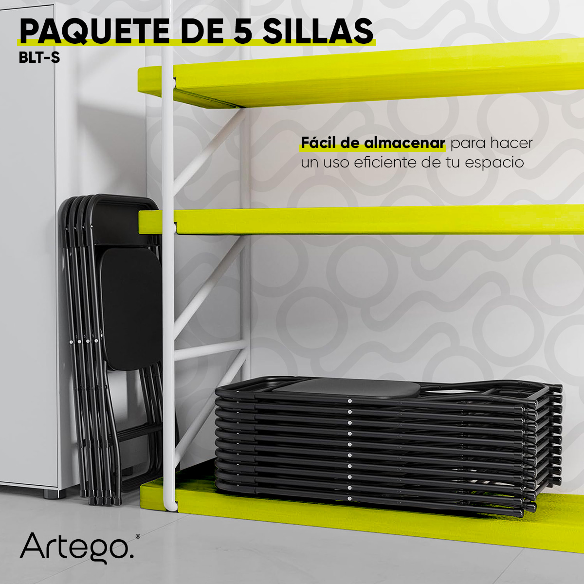 Silla plegable plástico HDPE ligera Folding chair silla jardín eventos fiestas reuniones para exterior paquete de 5 sillas.