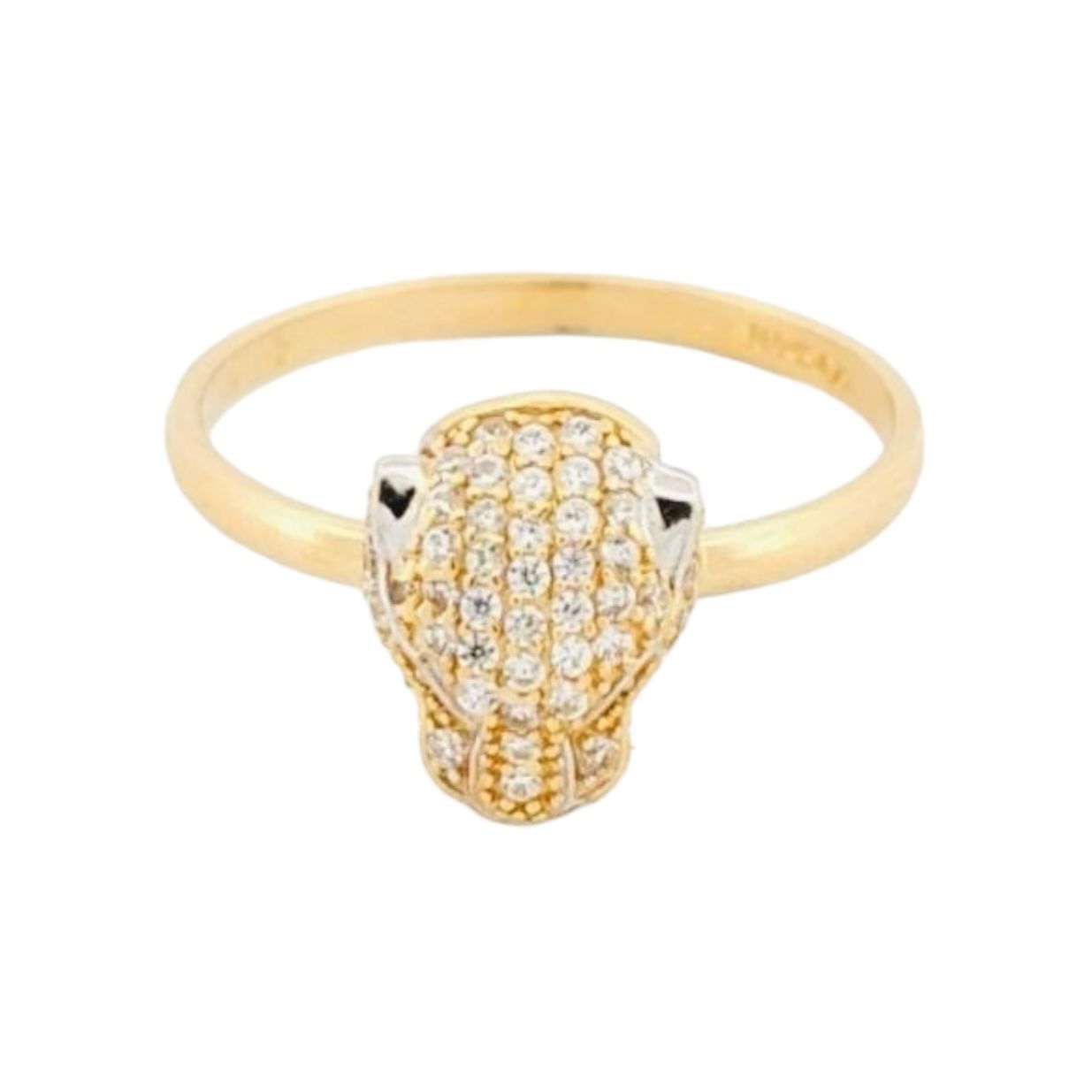 Anillo Jaguar Cubierto Zirconias Oro 14 K + Obsequio.