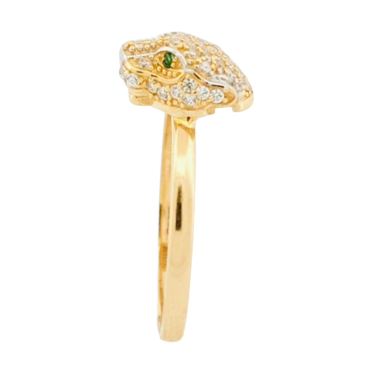 Anillo Jaguar Cubierto Zirconias Oro 14 K + Obsequio.
