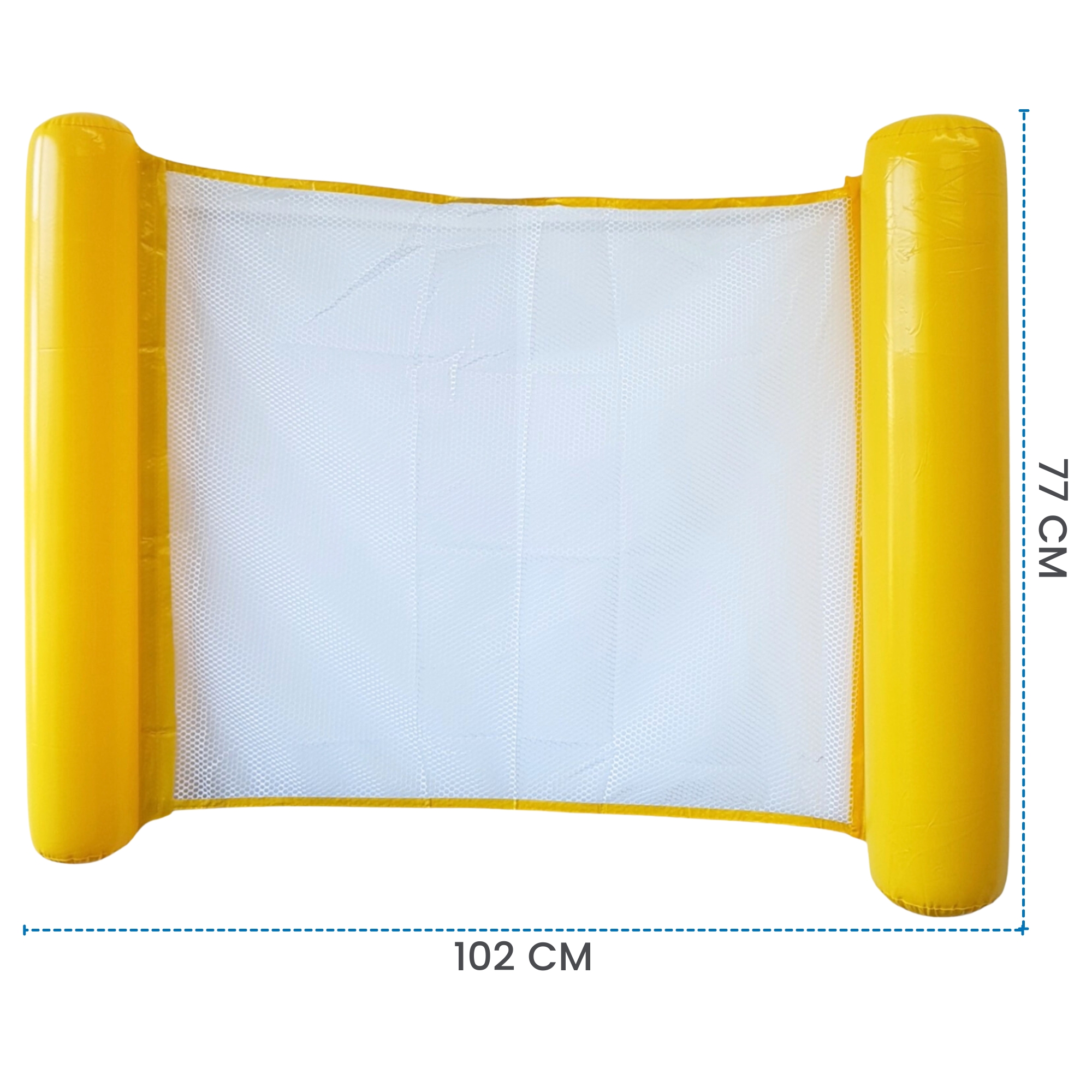 Hamaca Inflable con Red para Piscina, Cama Flotante de 102 cm - Amarillo.