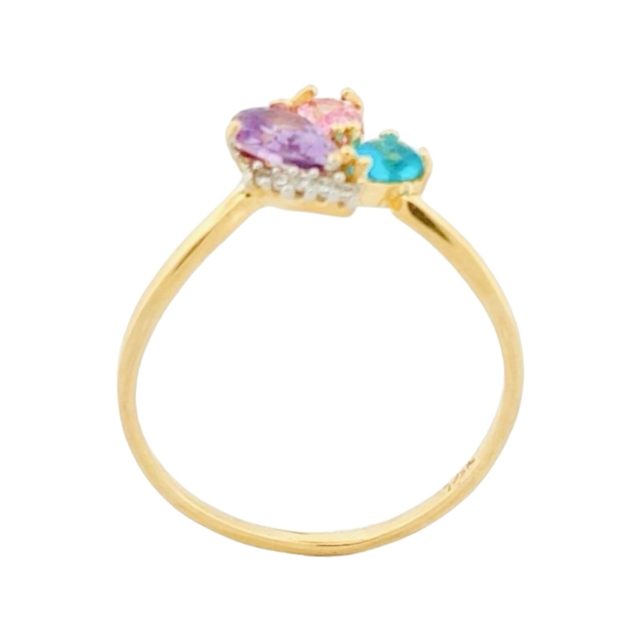Anillo Flor Arcoíris Oro 14 K + Obsequio.