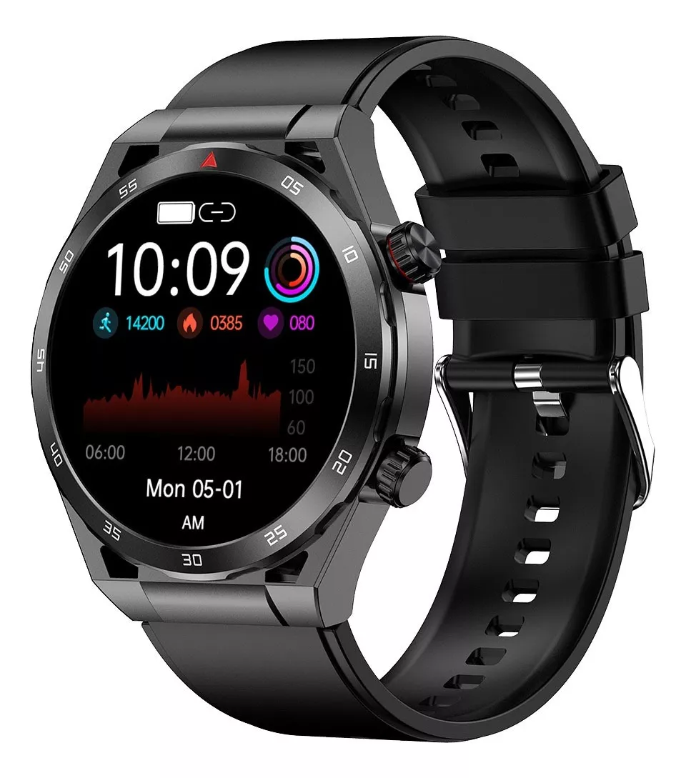 Reloj Watch Smart Inteligente T80 Fralugio Mide Glucosa Extensible Silicón NEGRO