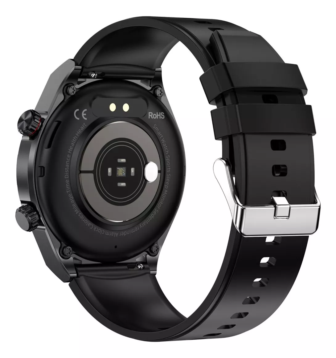 Reloj Watch Smart Inteligente T80 Fralugio Mide Glucosa Extensible Silicon NEGRO