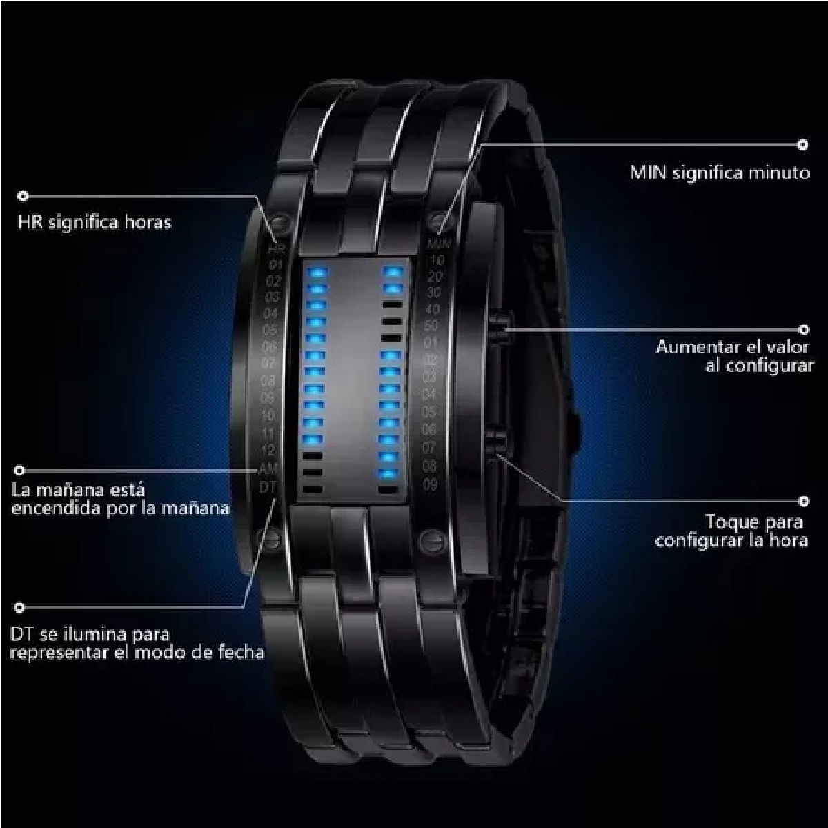 Reloj Led Binario Moda Electrónico .
