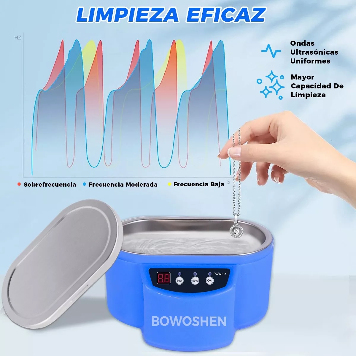 Limpiadora Ultrasónica Automática Digital Para Joyas Lentes.