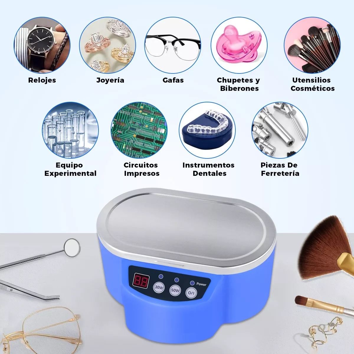 Limpiadora Ultrasónica Automática Digital Para Joyas Lentes.