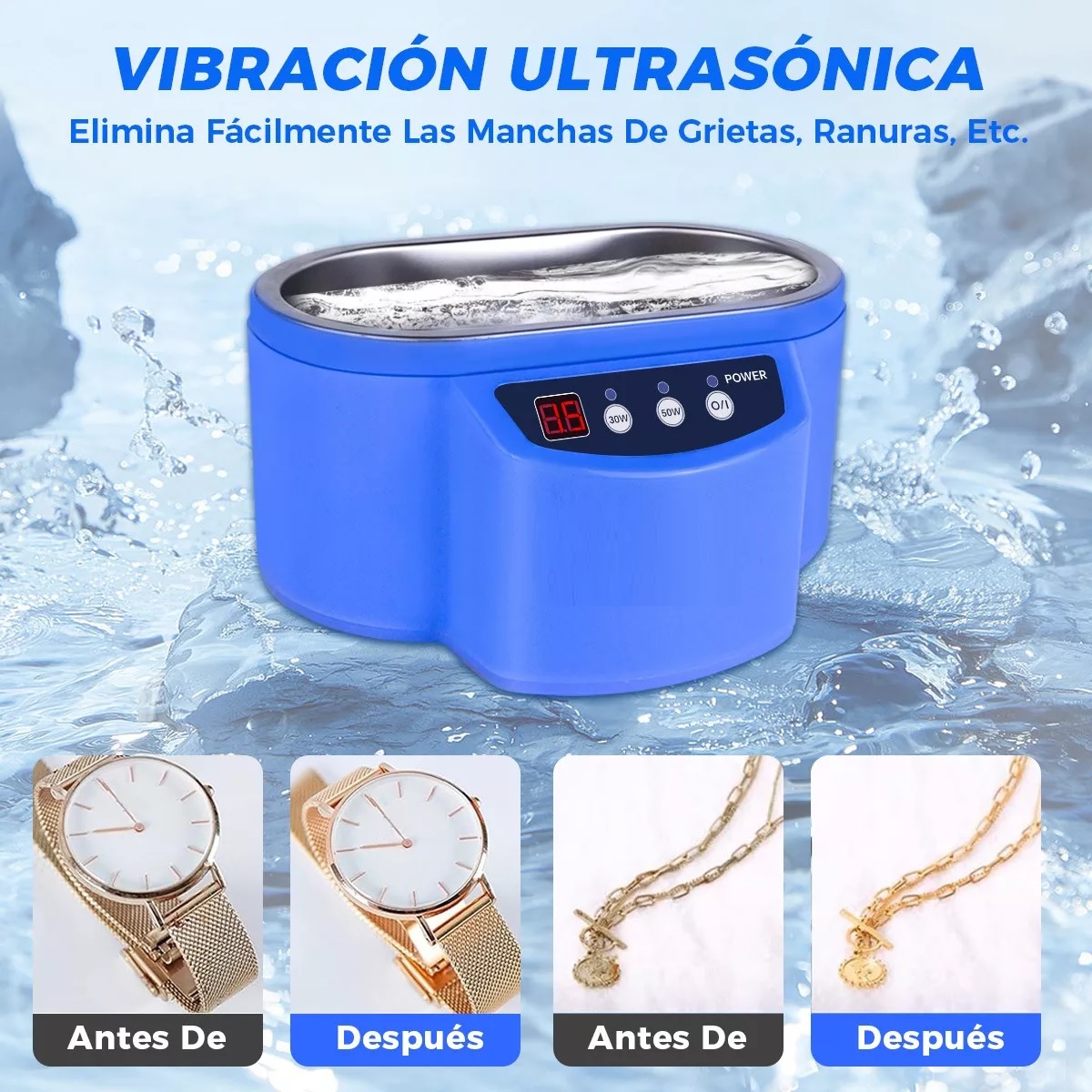 Limpiadora Ultrasónica Automática Digital Para Joyas Lentes.