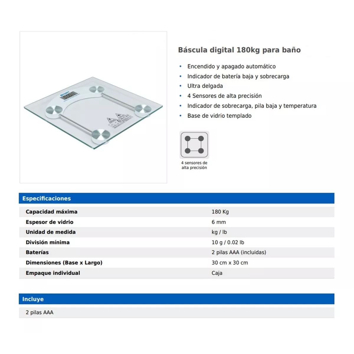 Bascula Corporal Para Baño De 180kg Ultra Delgada Color Transparente.