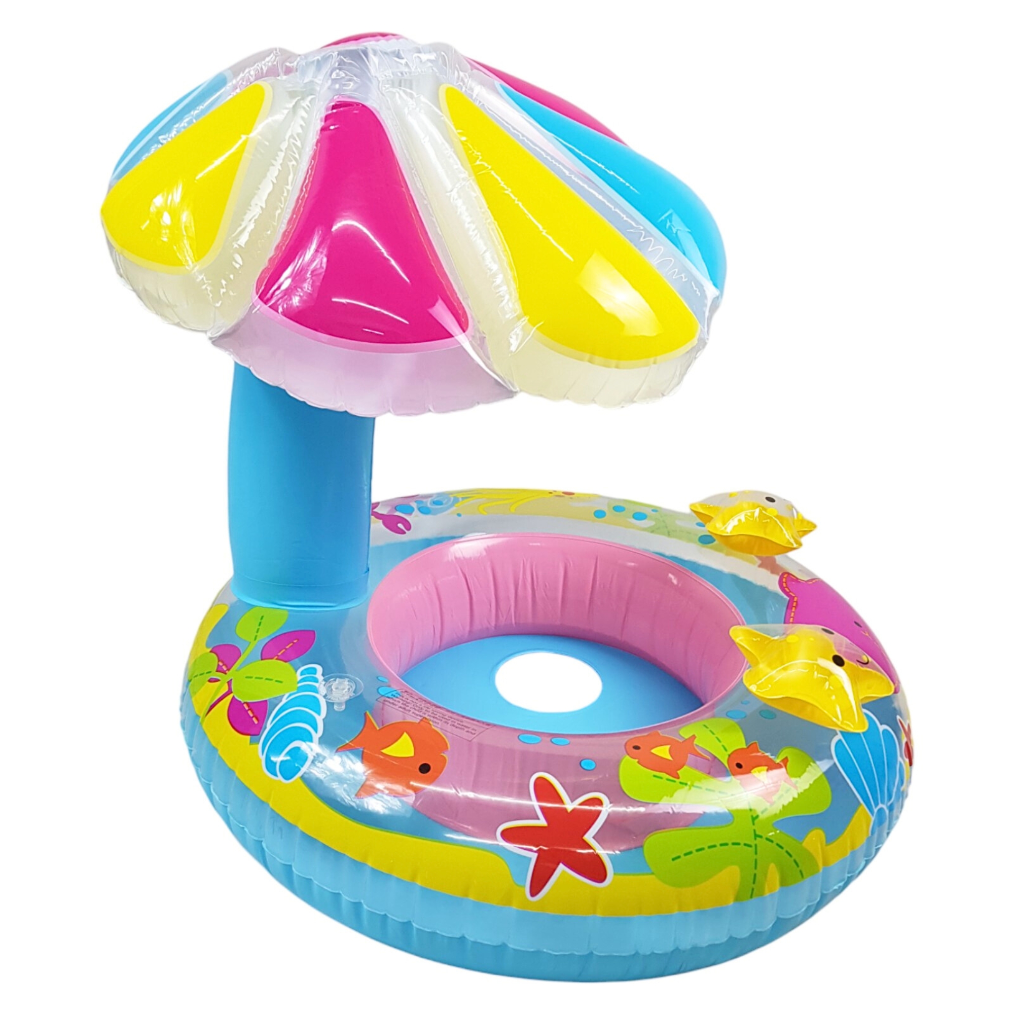 	Inflable para Niños, Flotador de Alberca con Techo de Palmera - Azul.