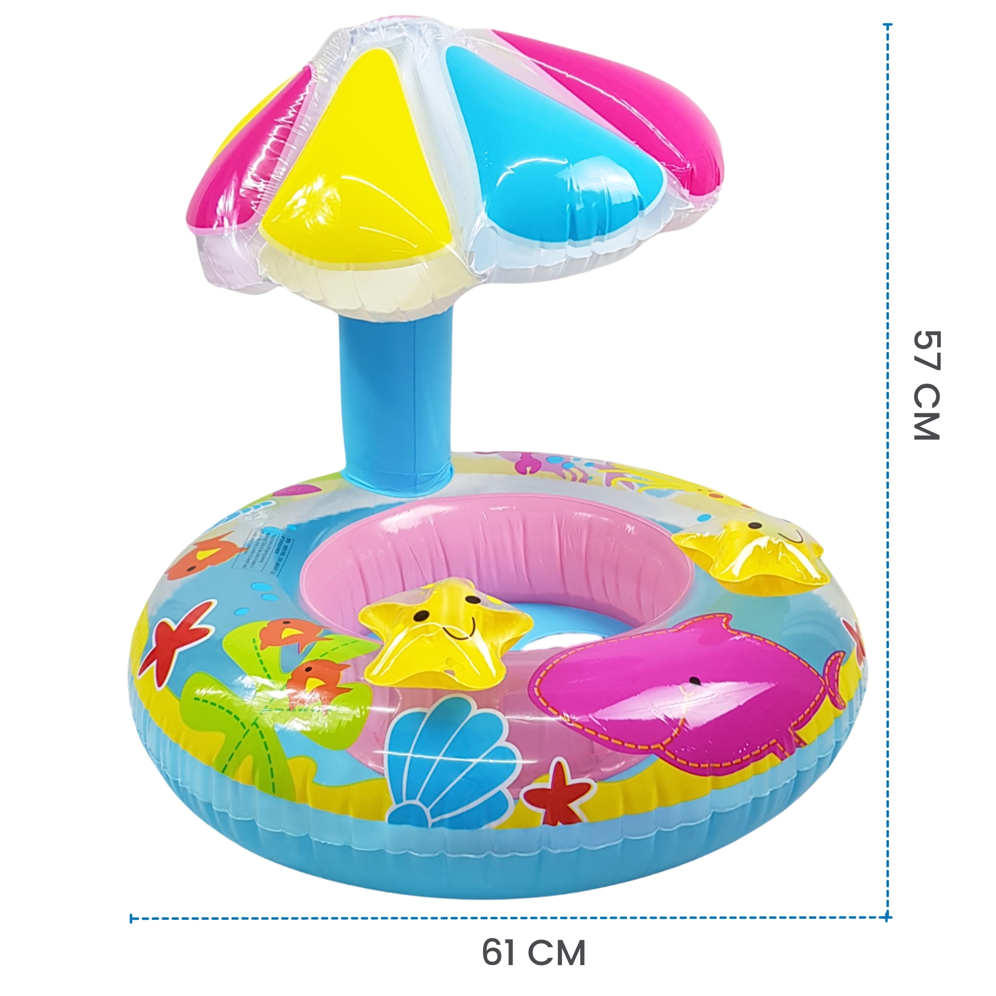	Inflable para Niños, Flotador de Alberca con Techo de Palmera - Azul.