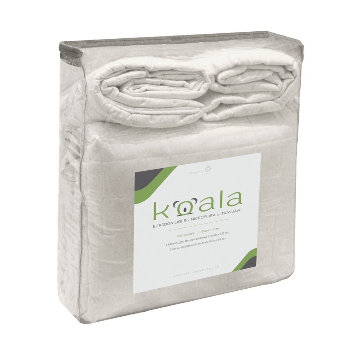 Edredón Ligero Koala Microfibra suave- Dos vistas - Mat/Queen  -Blanco-Beige.