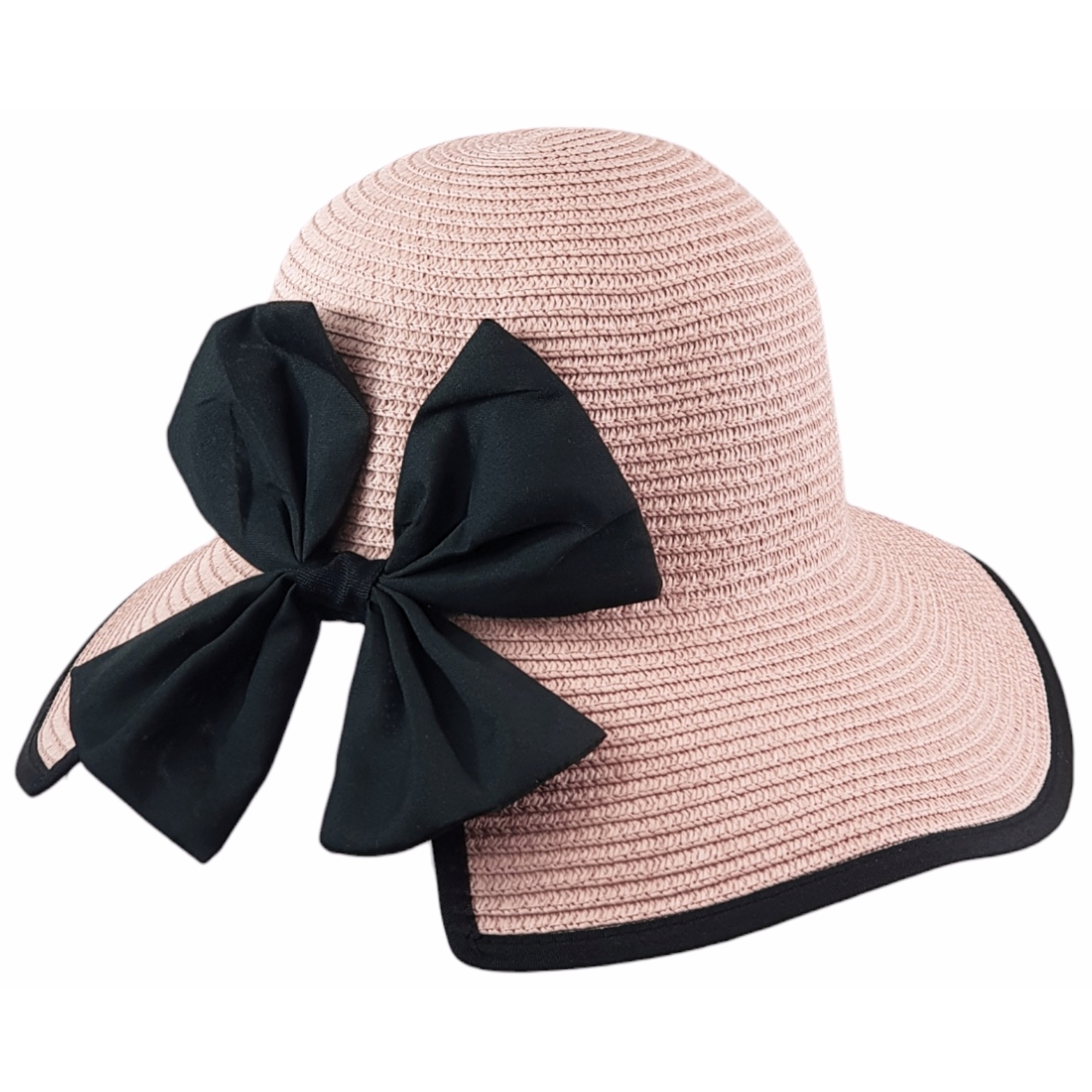 Sombrero de Mujer para Sol Playa Protección Paja Plegable Transpirable - Rosa.