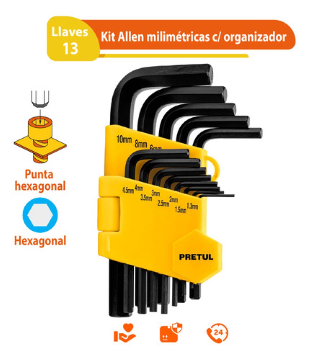 Juego De 13 Llaves Allen Milimétricas Pretul 21857