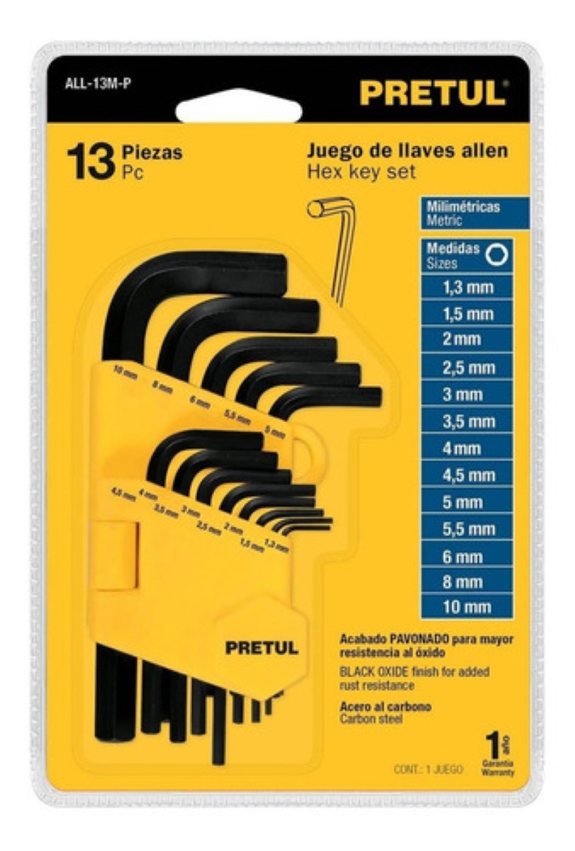 Juego De 13 Llaves Allen Milimétricas Pretul 21857