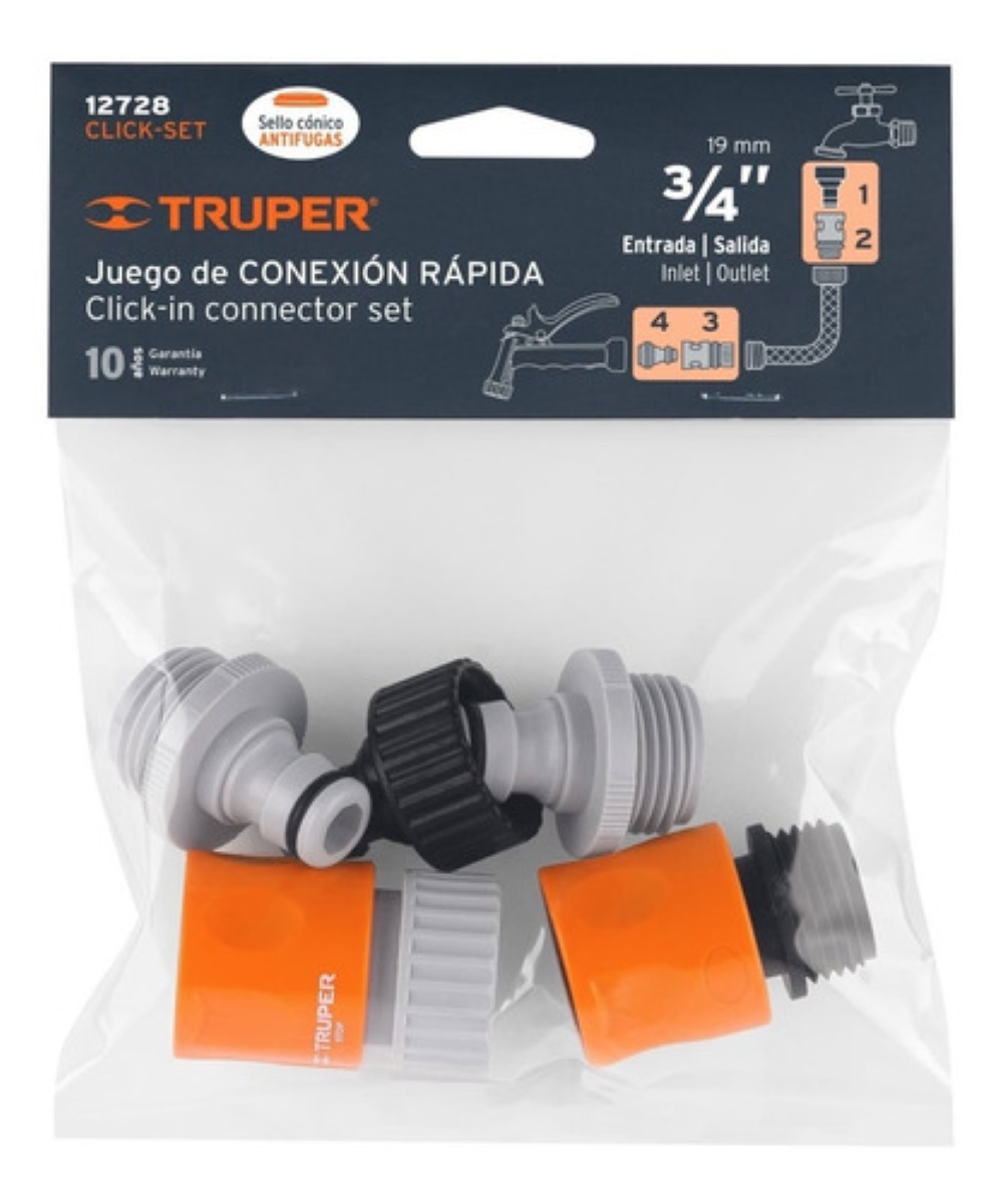Juego De 5 Conectores Abs Cambio Rapido 3/4 Truper 12728