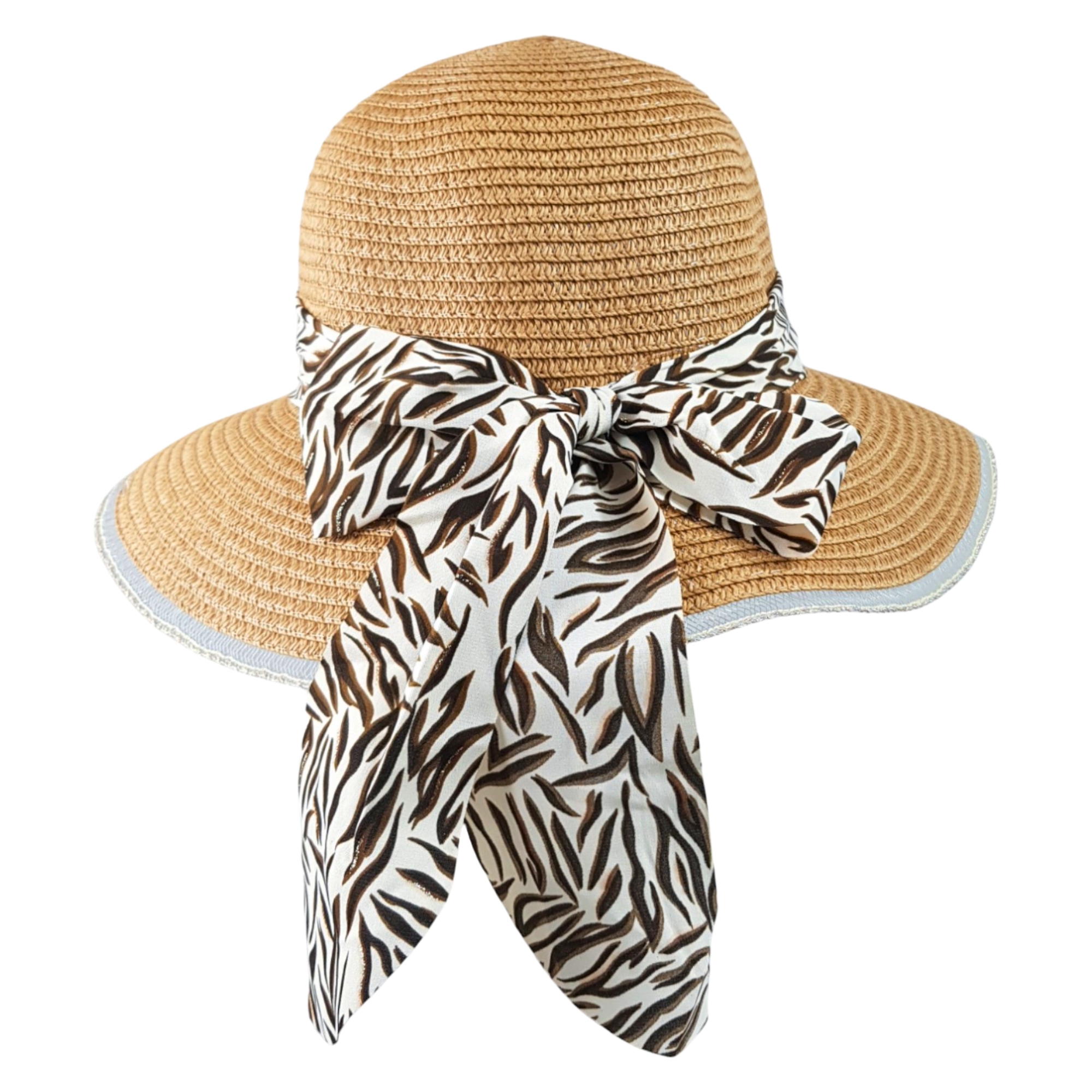 Sombrero de Mujer de Ala Ancha Sol Playa Protección Paja Plegable - Café.