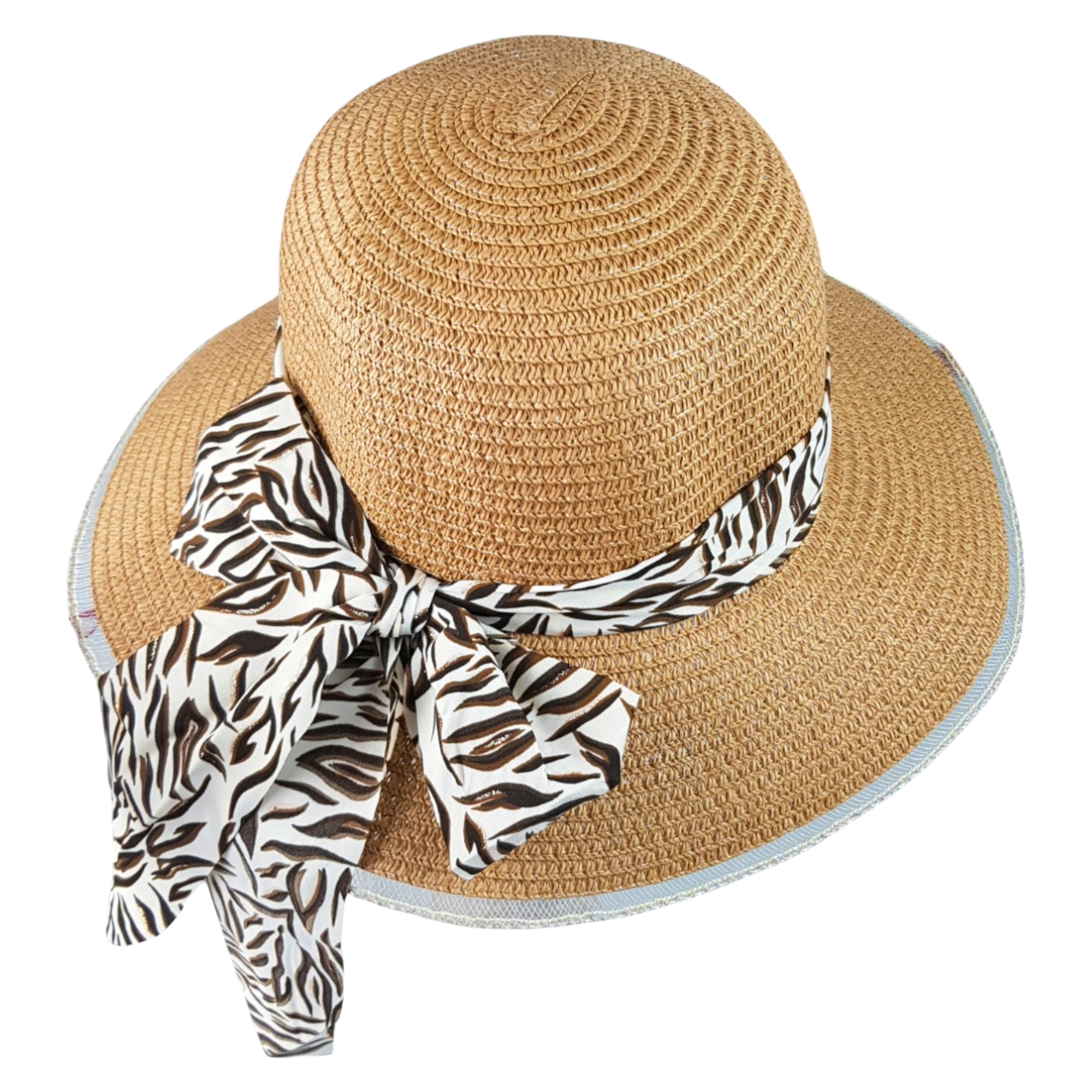Sombrero de Mujer de Ala Ancha Sol Playa Protección Paja Plegable - Café.