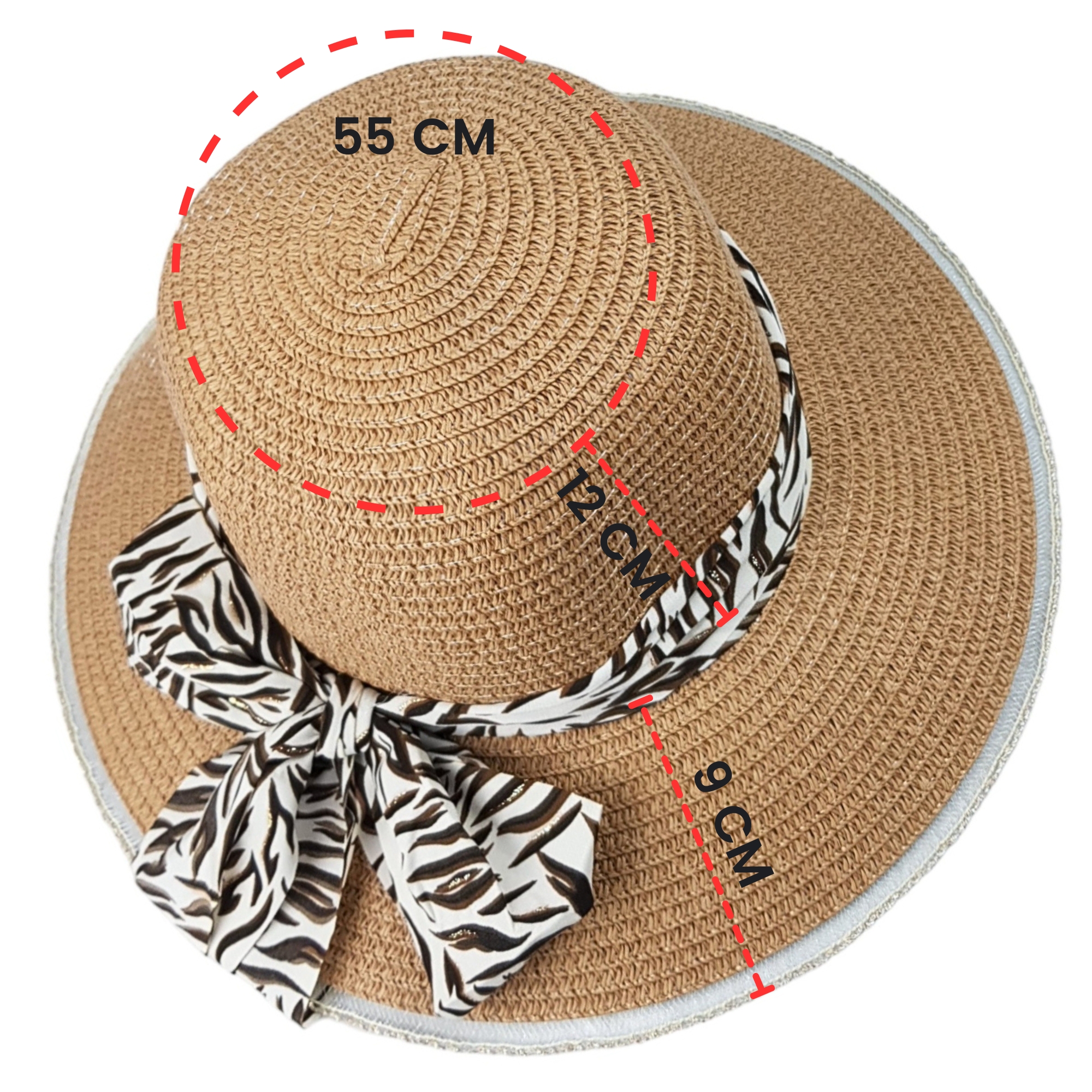 Sombrero de Mujer de Ala Ancha Sol Playa Protección Paja Plegable - Café.