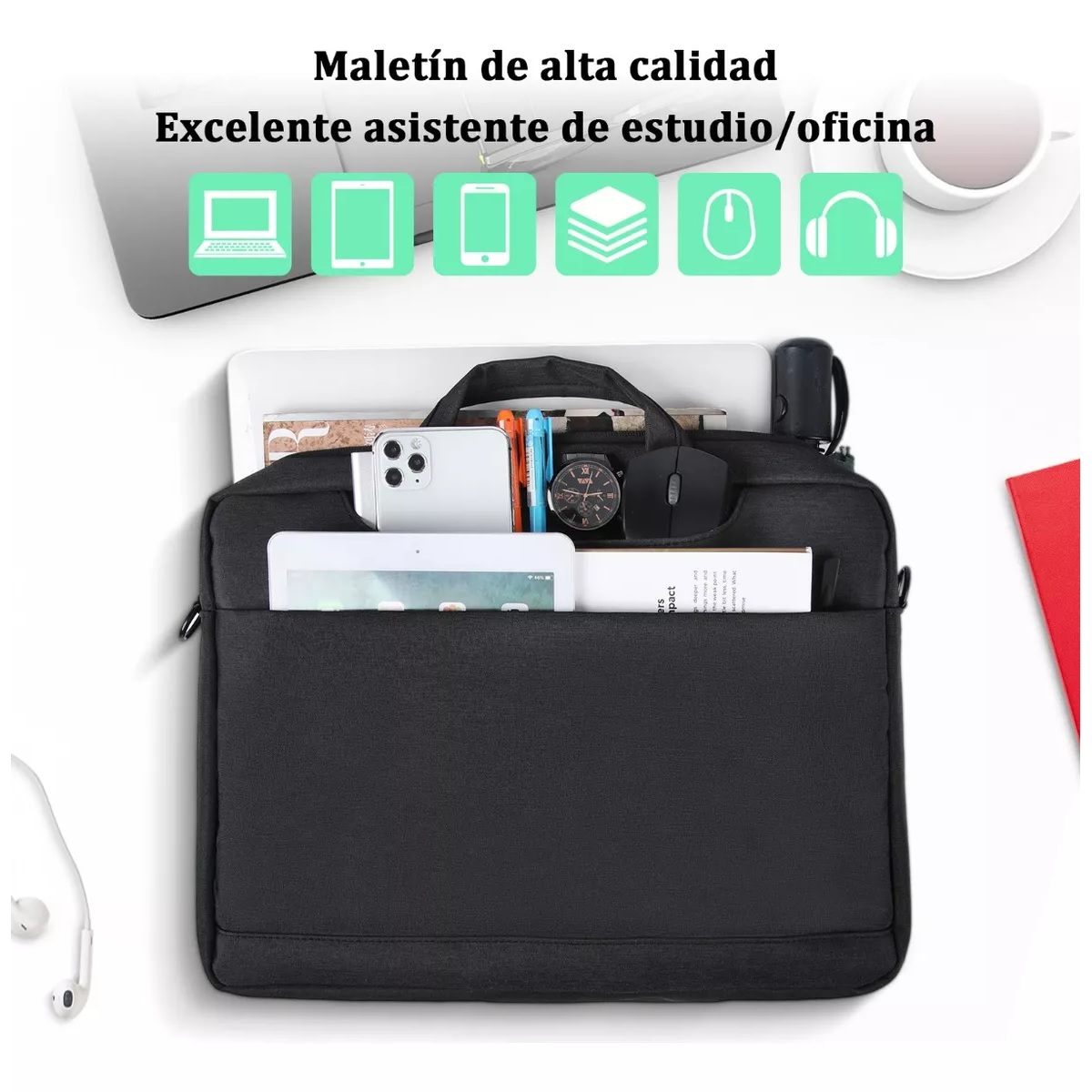 Maletín Para Portátil Impermeable Bolsa De 15.6 Pulgadas.