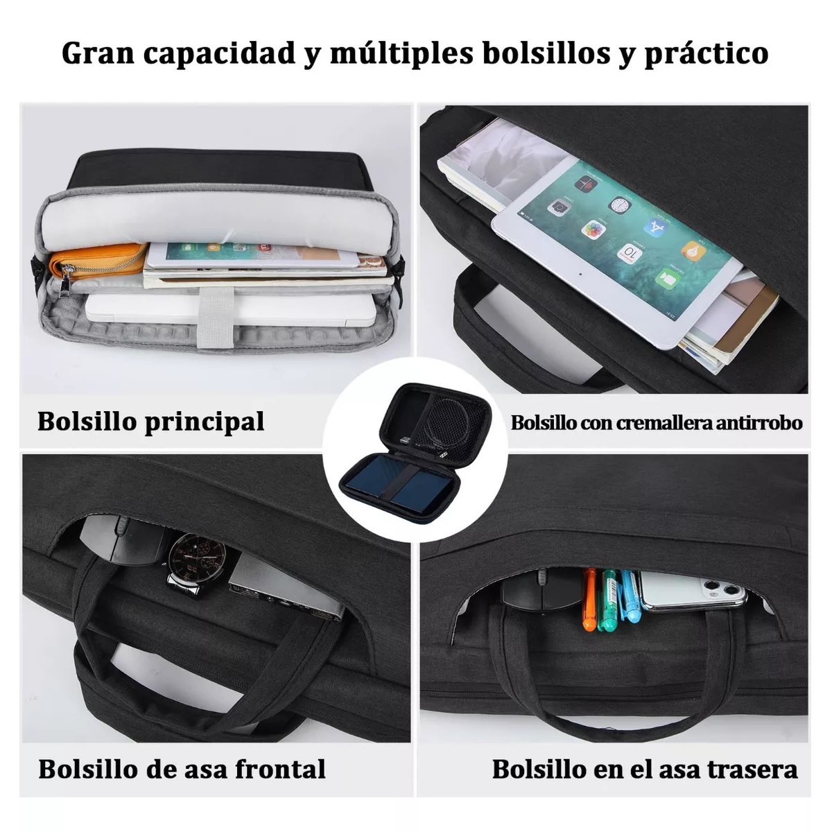 Maletín Para Portátil Impermeable Bolsa De 15.6 Pulgadas.