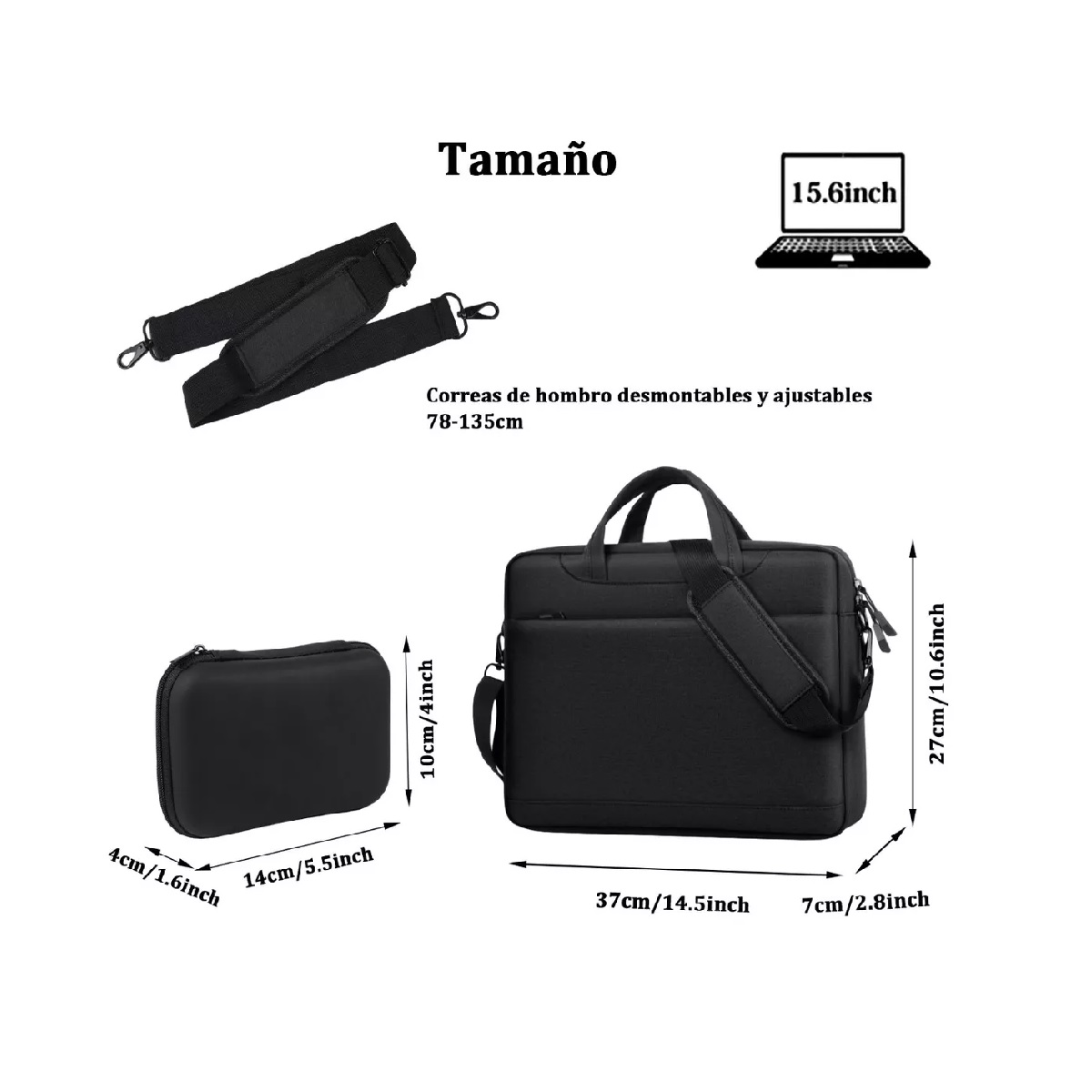 Maletín Para Portátil Impermeable Bolsa De 15.6 Pulgadas.