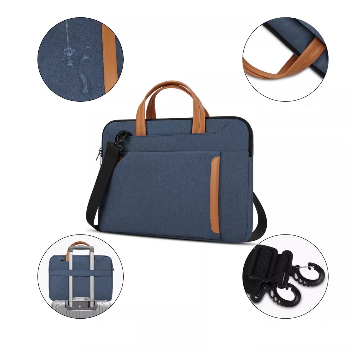 Maletín Para Portátil Impermeable Bolsa De 14 Pulgadas Azul.