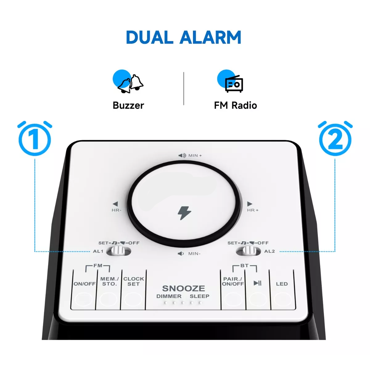 Reloj Despertador Digital Led Con Bocina Bluetooth Y Fm.
