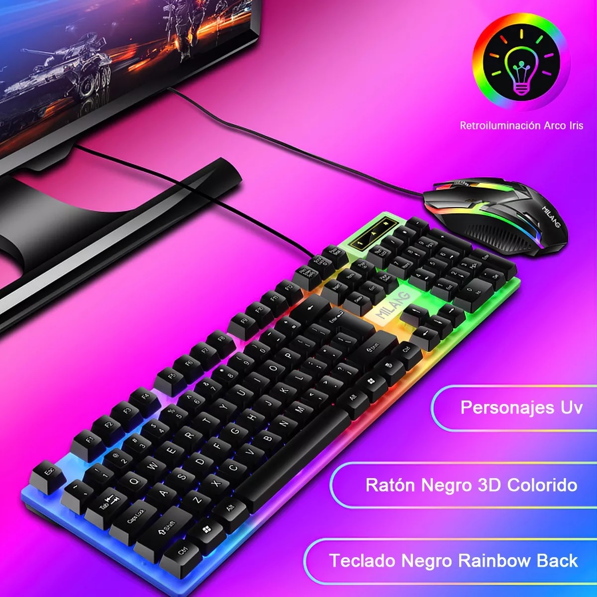 Kit Teclado Mouse Game Profesional Alfombrilla De Ratón Usb.