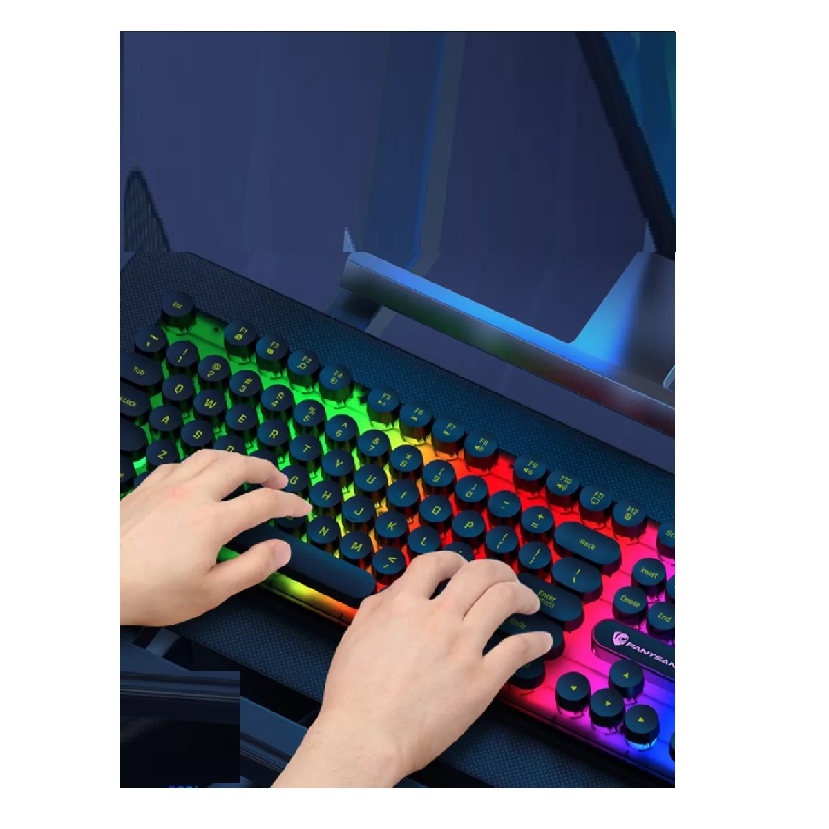 Kit Teclado Y Mouse Gamer Portátil Estilo Punk Negro.