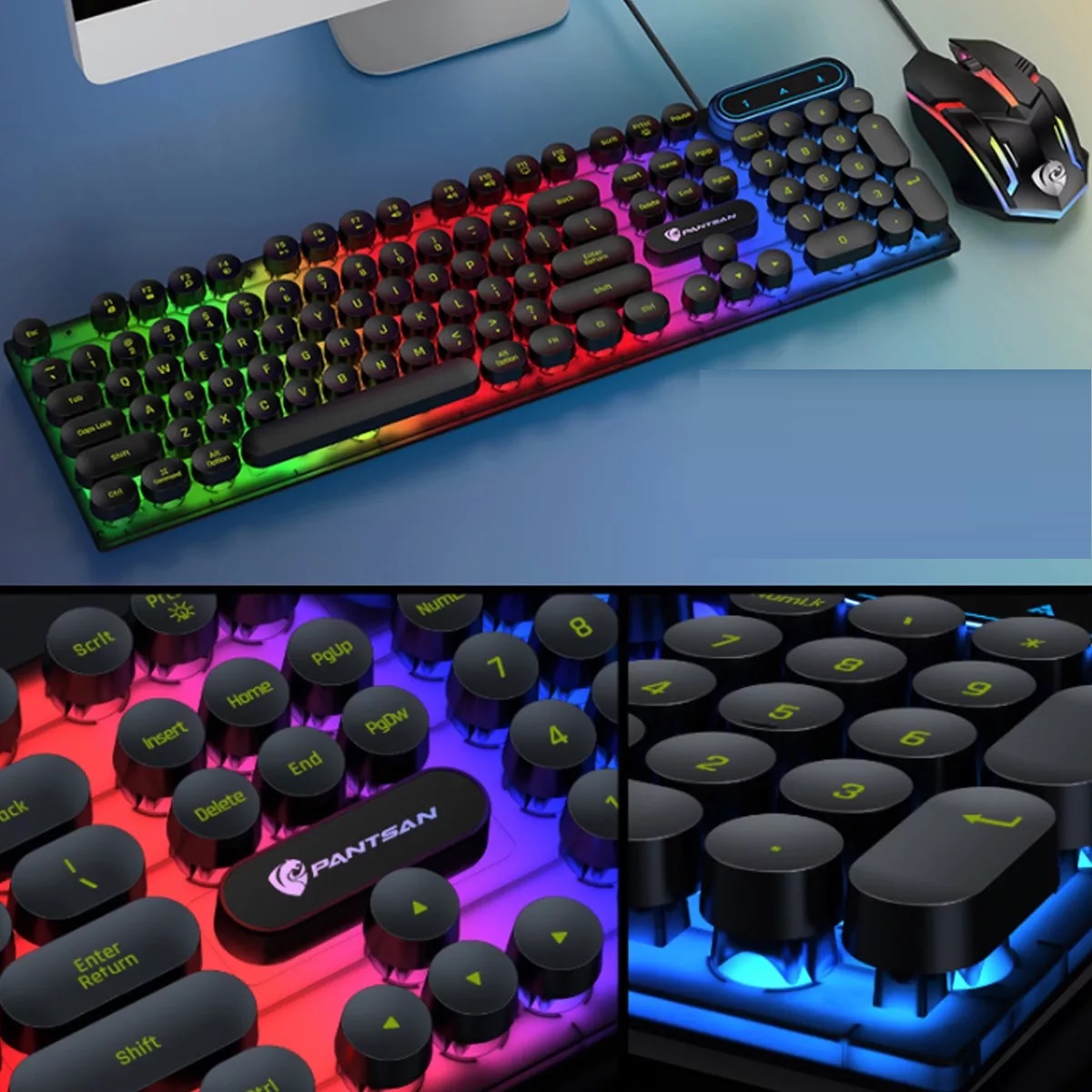 Kit Teclado Y Mouse Gamer Portátil Estilo Punk Negro.