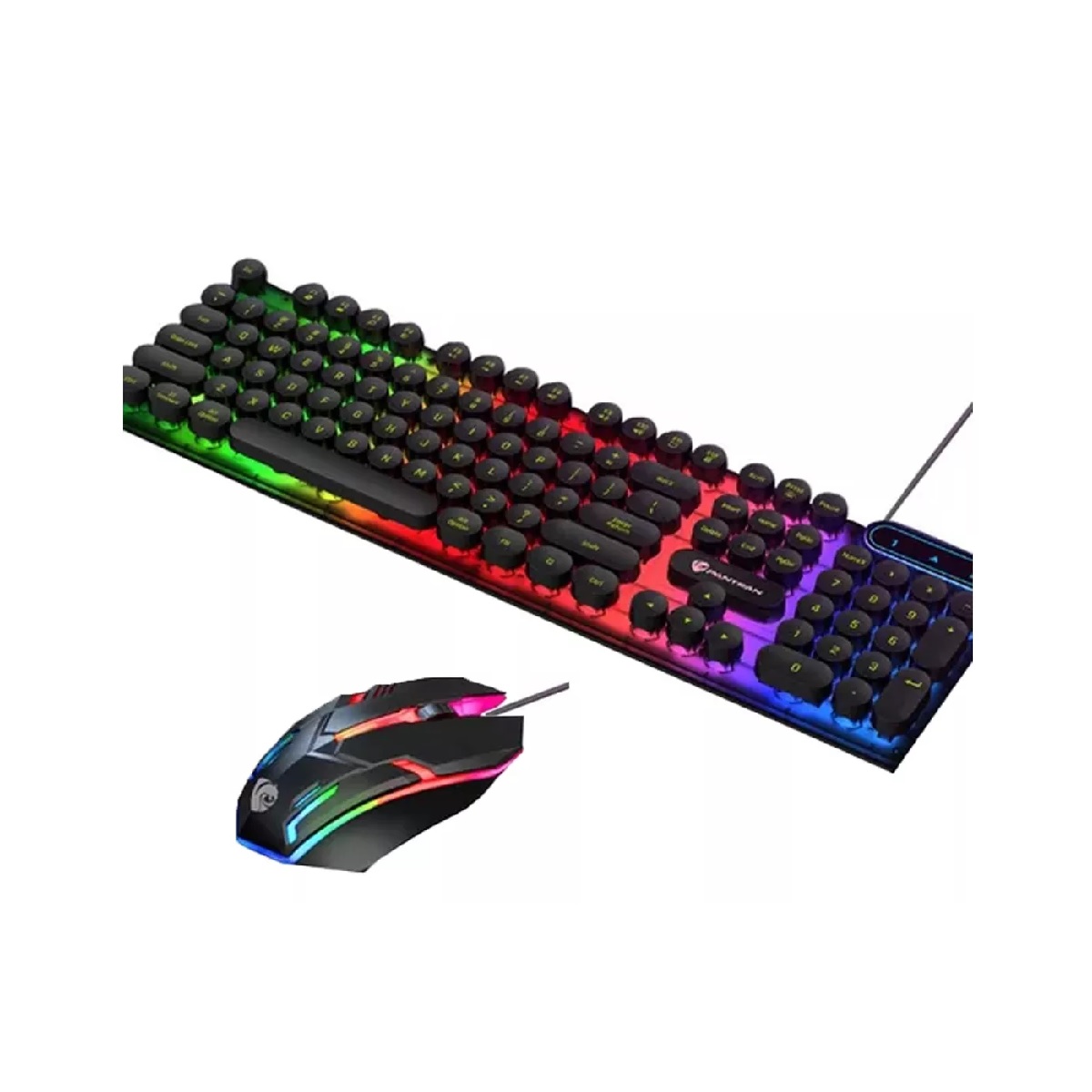 Kit Teclado Y Mouse Gamer Portátil Estilo Punk Negro.