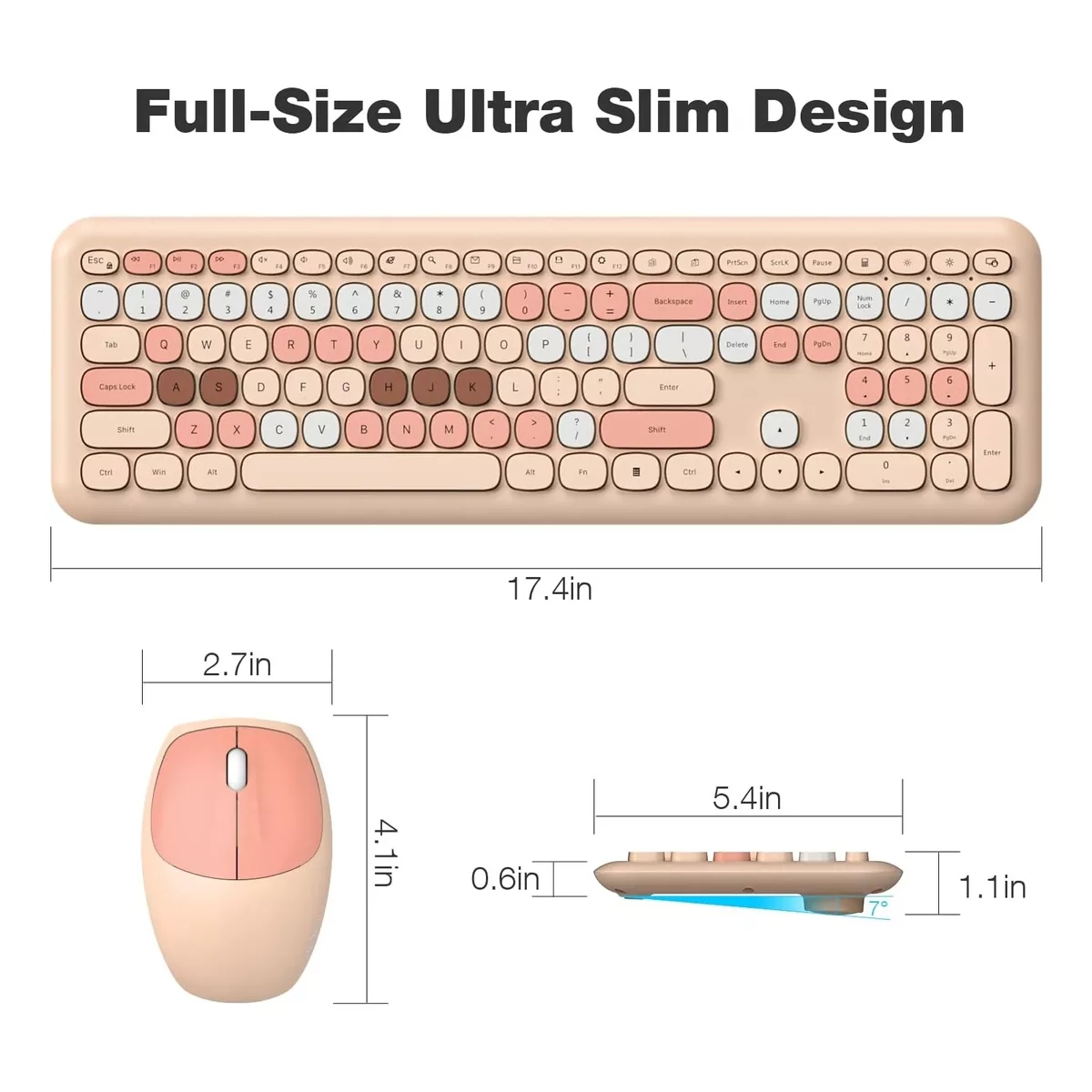 2en1 Inalámbrico Combo Teclado Y Mouse Colores Mezclados.