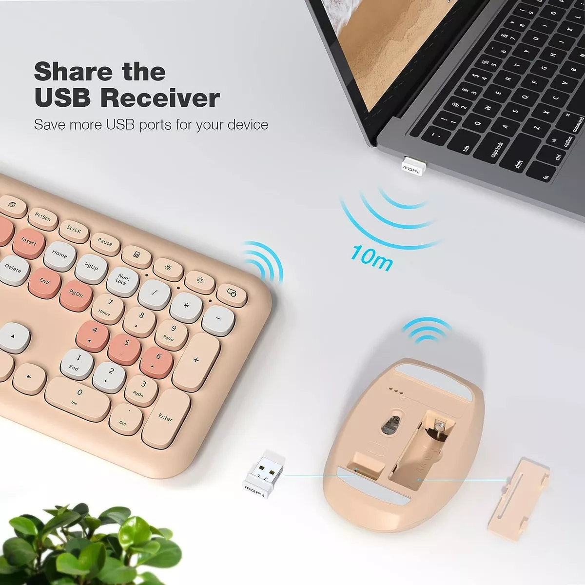 2en1 Inalámbrico Combo Teclado Y Mouse Colores Mezclados.