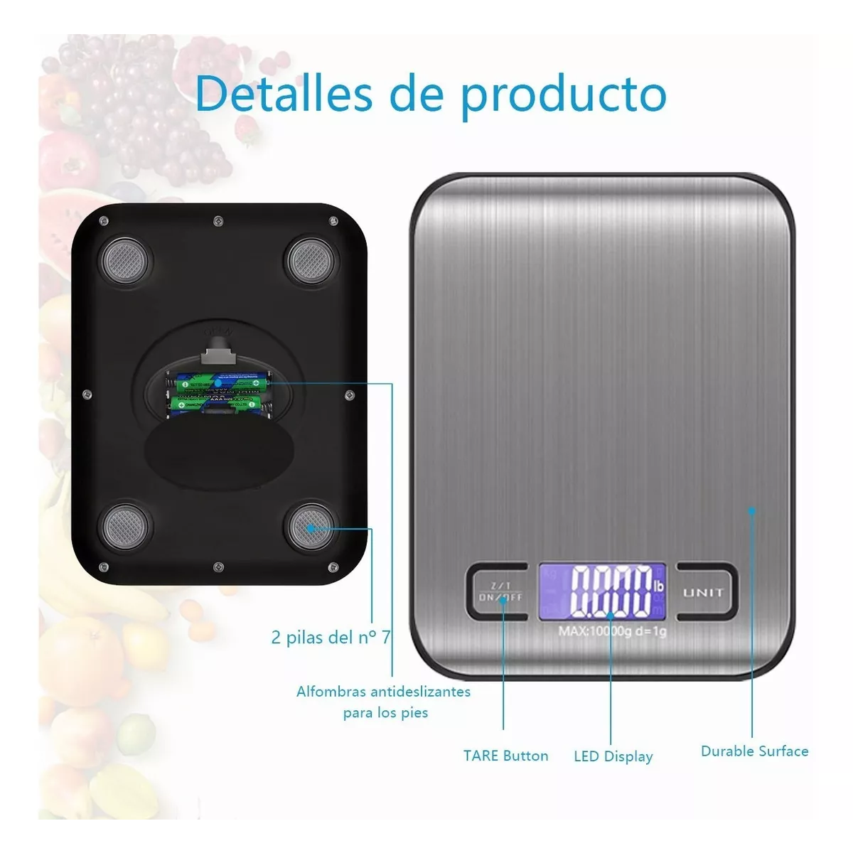Báscula Digital De Cocina De Alta Precisión De 1 G A 10 Kg.