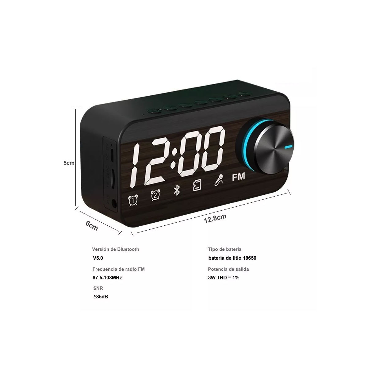 Reloj Despertador Digital Led Con Bocina Bluetooth/radio/fm.