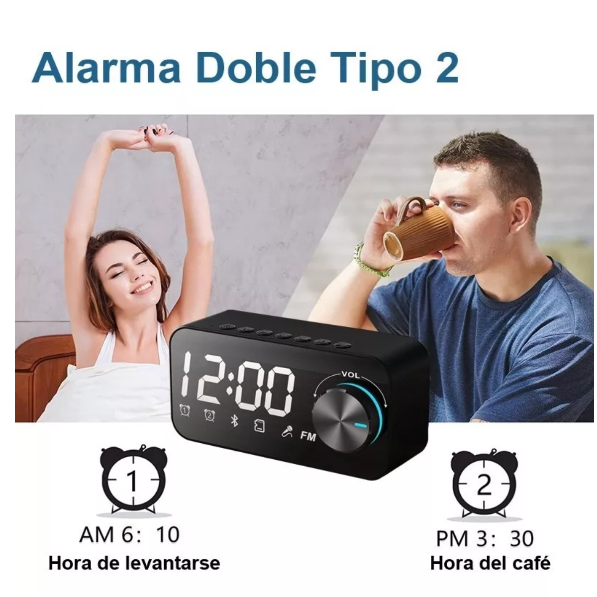 Reloj Despertador Digital Led Con Bocina Bluetooth/radio/fm.