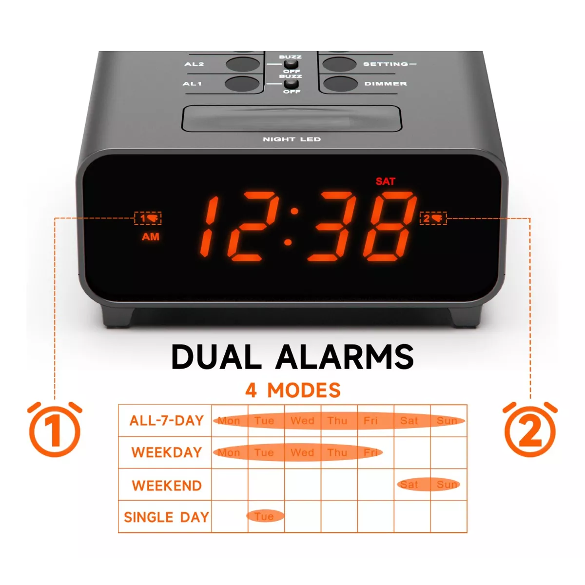 Reloj Despertador Led Digital Inteligente Para Mesa De Luz Negro.