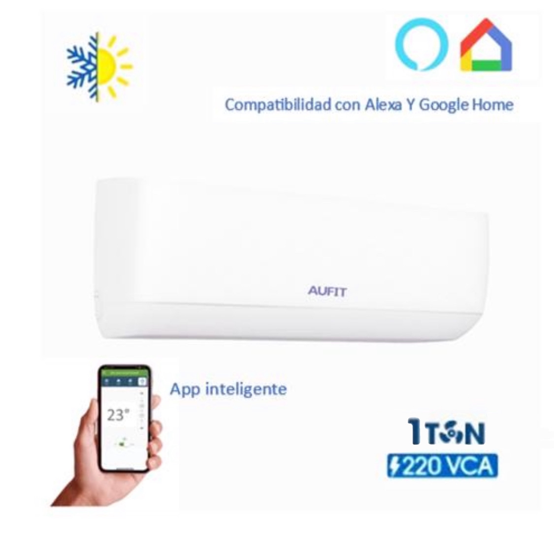 MINISPLIT FRIO/CALIENTE (1TON) 12,000BTUs COMPATIBLE CON ALEXA Y GOOGLE HOME Y APP INTEGRADA CON FILTRO DE SALUD 110V.
