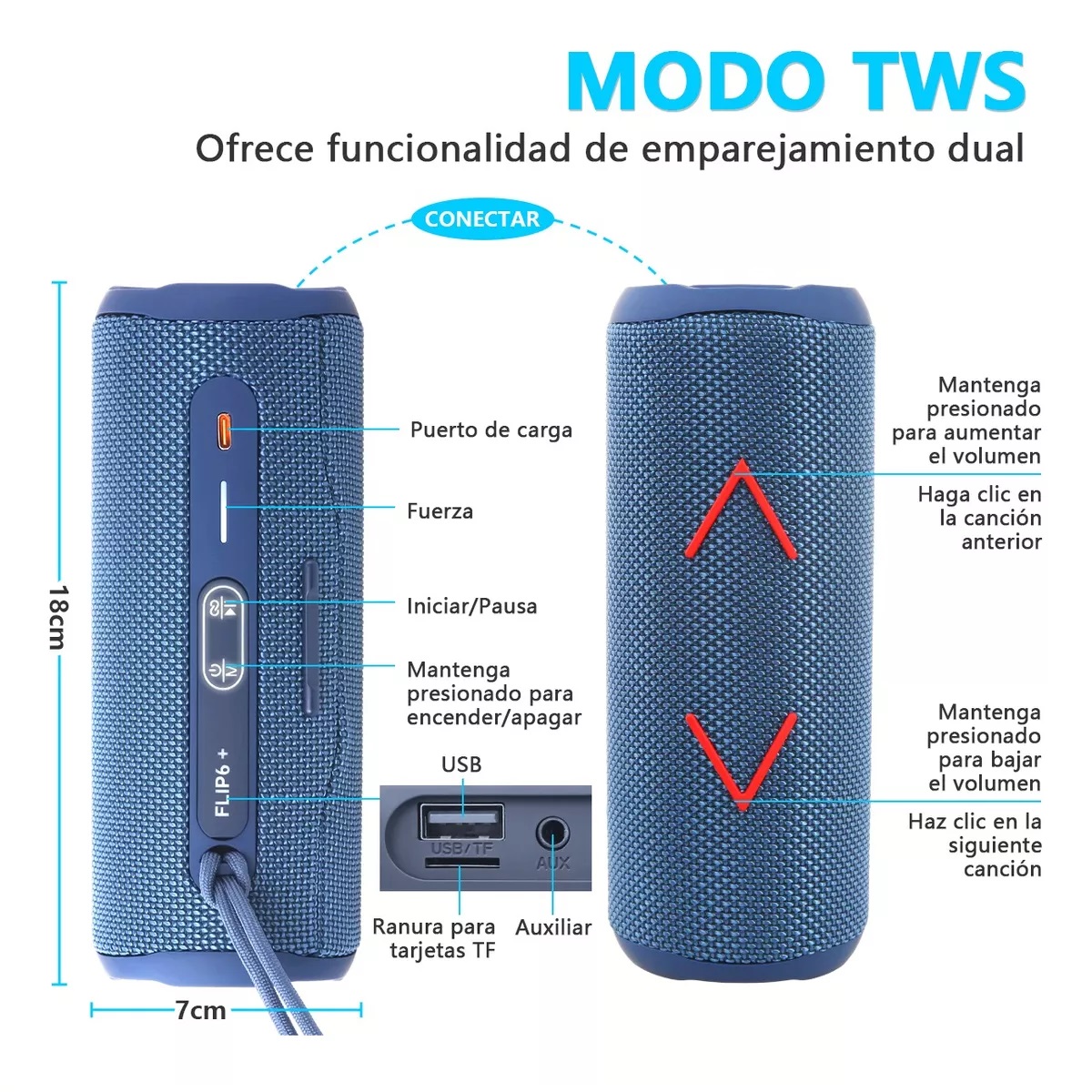 Bocina Bluetooth Portátil Con Subwoofer Y Altavoz Recargable.