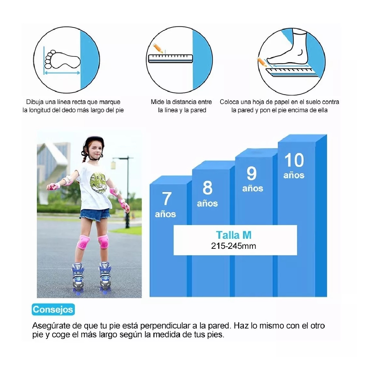 Patines Ajustables 4 Ruedas Protección Para Niños Doble Fila.